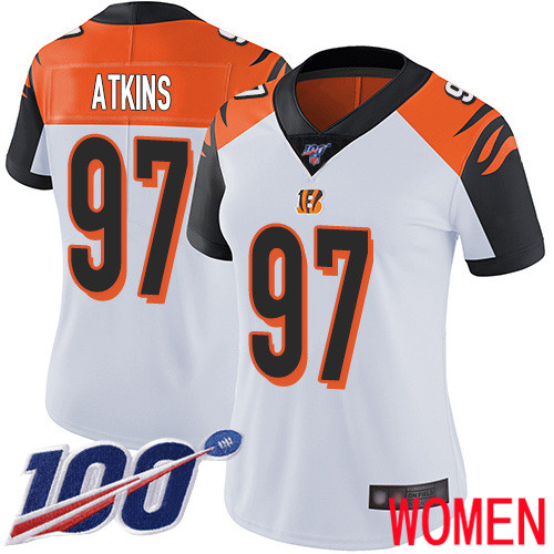 Cincinnati Bengals Limited White Women Geno Atkins Road Jersey NFL Footballl #97 100th Season Vapor Untouchable